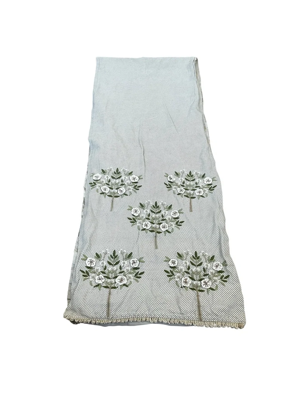 Pier 1 Imports Beige Cream Embroidered Table Runner Farmhouse Cottage Neutral